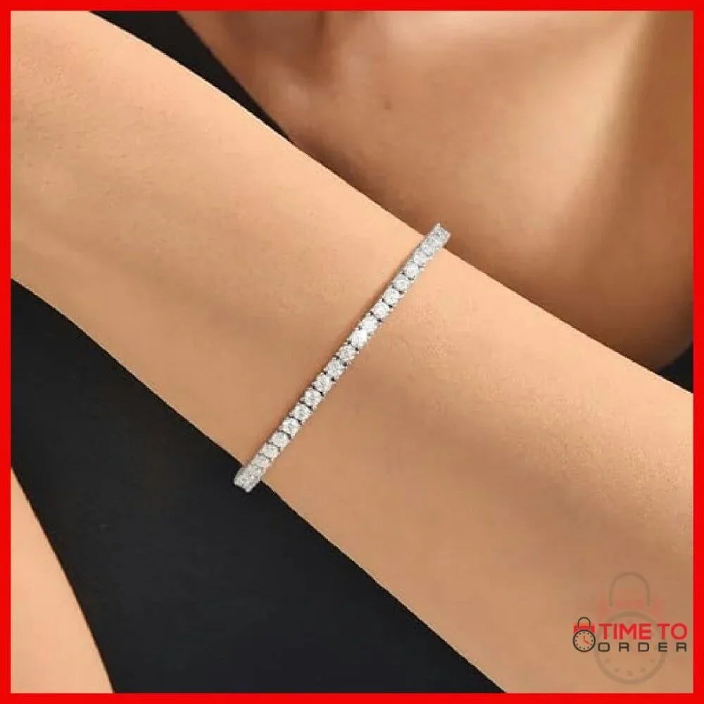 Sterling Silver Moissanite Tennis Bracelet 6.5